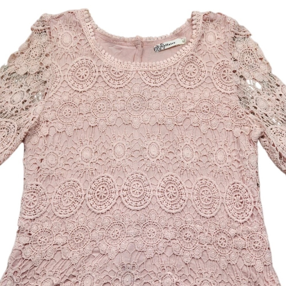 L'affaire Crochet Lace Blouse BOHO‎ Peach Womens Medium
